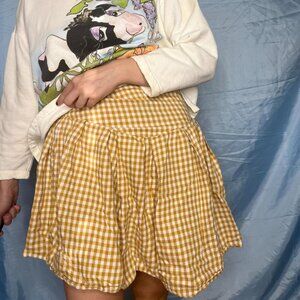 Cottagecore Twee Picnic Yellow and White Gingham Skirt